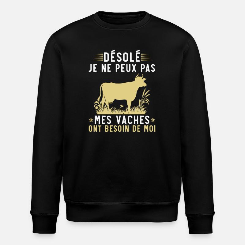My cows need me - Stanley/Stella ROLLER Unisex Organic Sweatshirt - black