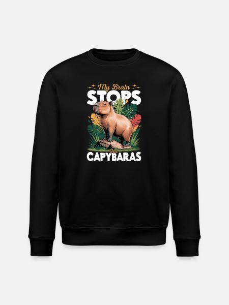 Funny aesthetic Kawaii Capybara - Stanley/Stella ROLLER Unisex Organic Sweatshirt - black