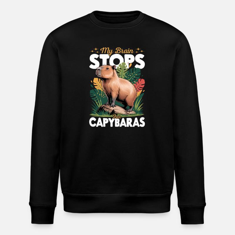Funny aesthetic Kawaii Capybara - Stanley/Stella ROLLER Unisex Organic Sweatshirt - black