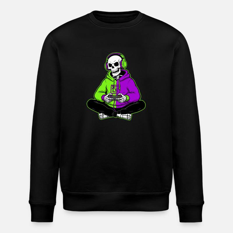 Skeleton Gamer Halloween Gaming - Stanley/Stella Unisex Bio-Sweatshirt ROLLER - Schwarz