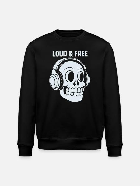 Skull Headphones Loud Free - Stanley/Stella ROLLER Unisex Organic Sweatshirt - black