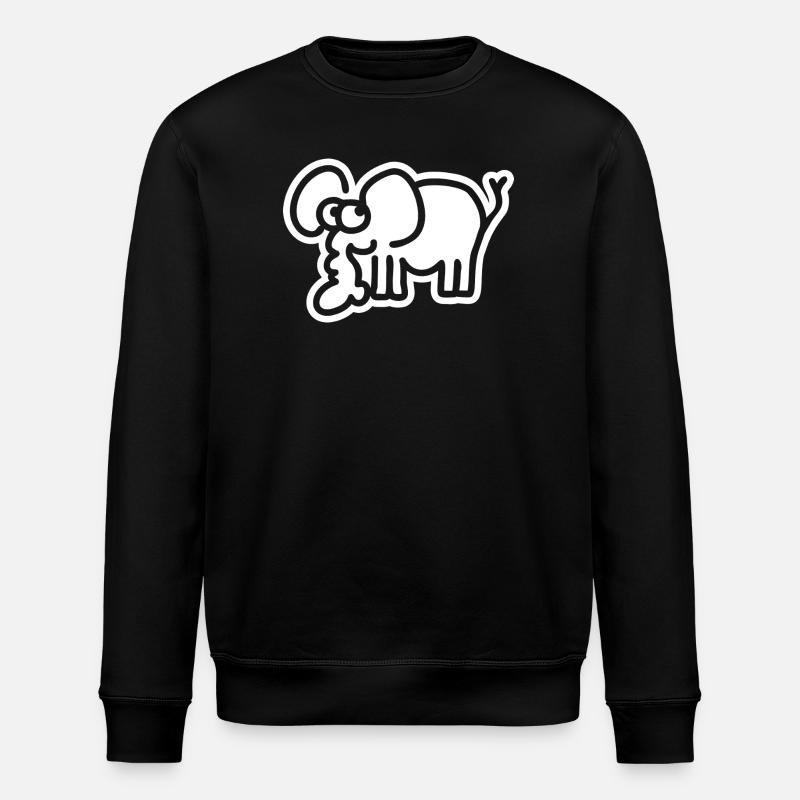 Kleiner Elefant – süßes Safari Comic Tier-Motiv - Stanley/Stella Unisex Bio-Sweatshirt ROLLER - Schwarz