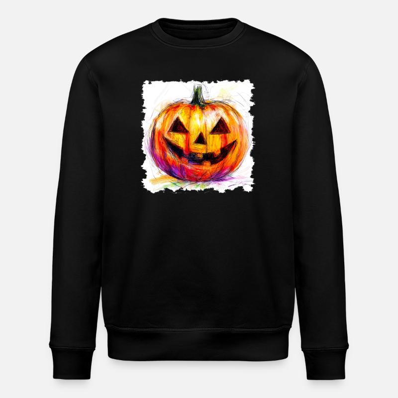 Bunter Kürbis Jack-O-Lantern - Stanley/Stella Unisex Bio-Sweatshirt ROLLER - Schwarz