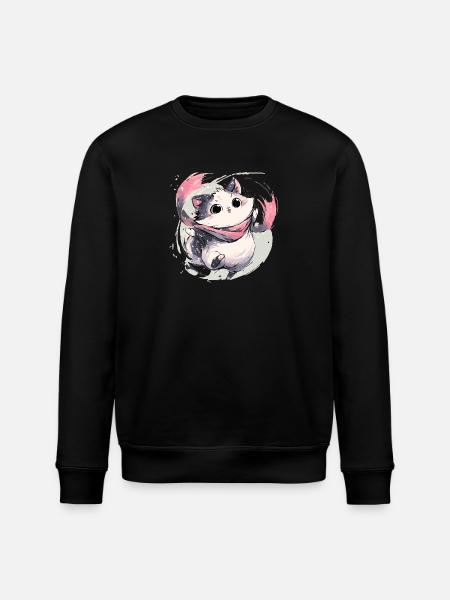 Chaton câlin avec écharpe rose - Sweat bio ROLLER Stanley/Stella Unisexe - noir