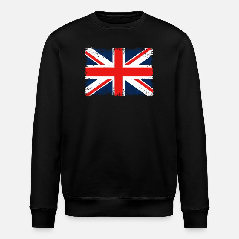 Distressed Union Jack Flag - Stanley/Stella ROLLER Unisex Organic Sweatshirt - black