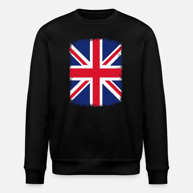 Distressed Union Jack Graphic - Stanley/Stella ROLLER Unisex Organic Sweatshirt - black
