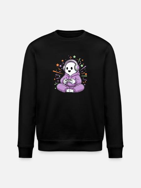 Halloween Gamer Cartoon Scary Gaming - Stanley/Stella ROLLER Unisex Organic Sweatshirt - black