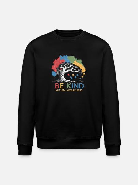 Be Kind Autism Awareness Tree Puzzle - Stanley/Stella ROLLER Unisex Organic Sweatshirt - black