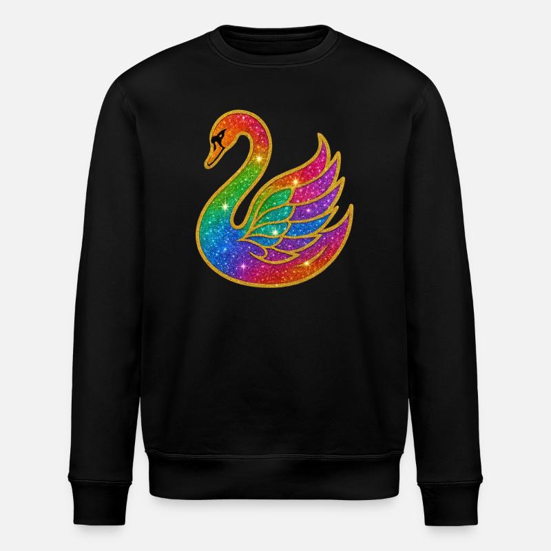 Regenbogen Glitzer Schwan Mutter - Stanley/Stella Unisex Bio-Sweatshirt ROLLER - Schwarz