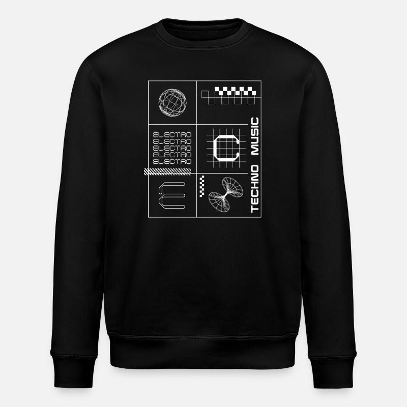 Geometrisches Elecotro Tech Grid Retro Poster - Stanley/Stella Unisex Bio-Sweatshirt ROLLER - Schwarz
