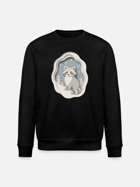 Winterlicher Waschbär im Schnee - Stanley/Stella Unisex Bio-Sweatshirt ROLLER - Schwarz