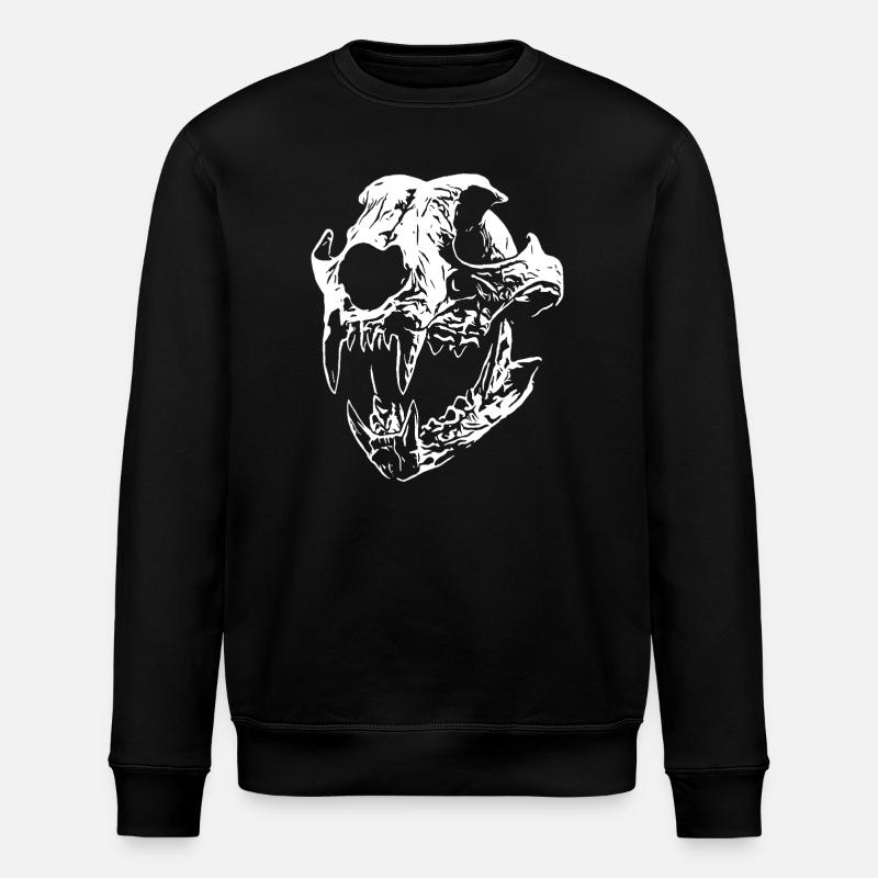 Smilodon skull with sharp teeth - Stanley/Stella ROLLER Unisex Organic Sweatshirt - black