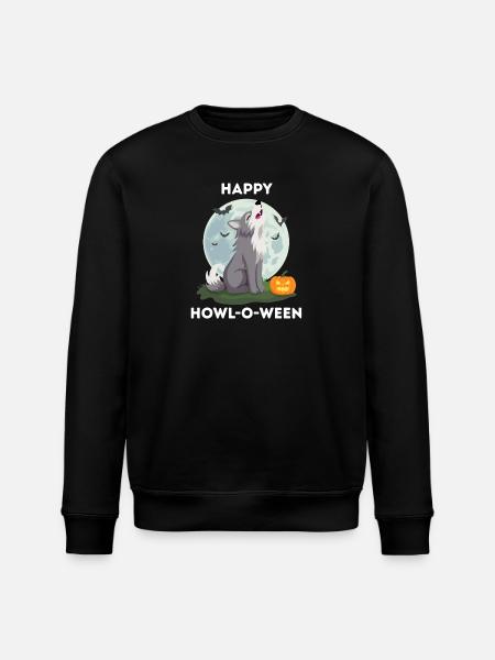 Funny Halloween – Howl-o-ween Wolf - Stanley/Stella ROLLER Unisex Organic Sweatshirt - black