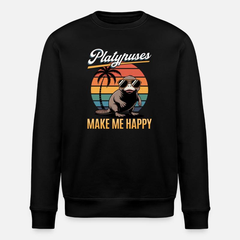 Funny aesthetic Kawaii Platypus - Stanley/Stella ROLLER Unisex Organic Sweatshirt - black