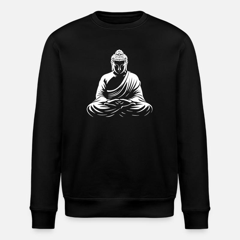 Buddha in meditation white - Stanley/Stella ROLLER Unisex Organic Sweatshirt - black