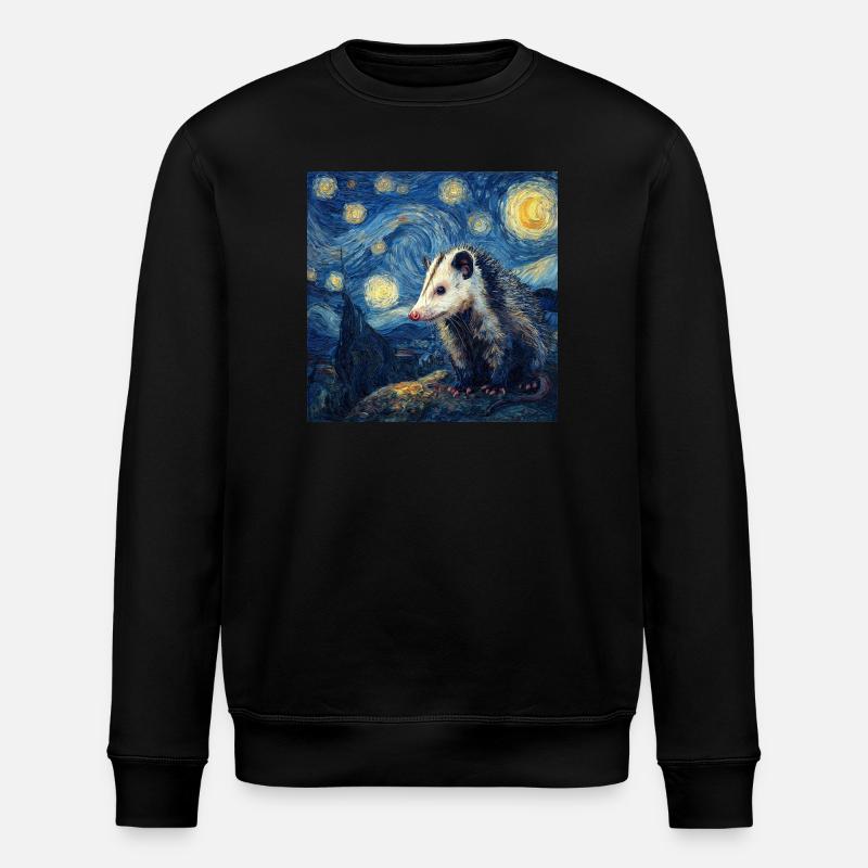 Opossum Van Gogh Starry Night - Stanley/Stella ROLLER Unisex Organic Sweatshirt - black