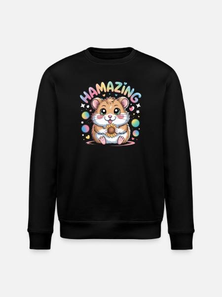 Hamazing Kawaii Hamster Seed Hearts - Stanley/Stella ROLLER Unisex Organic Sweatshirt - black