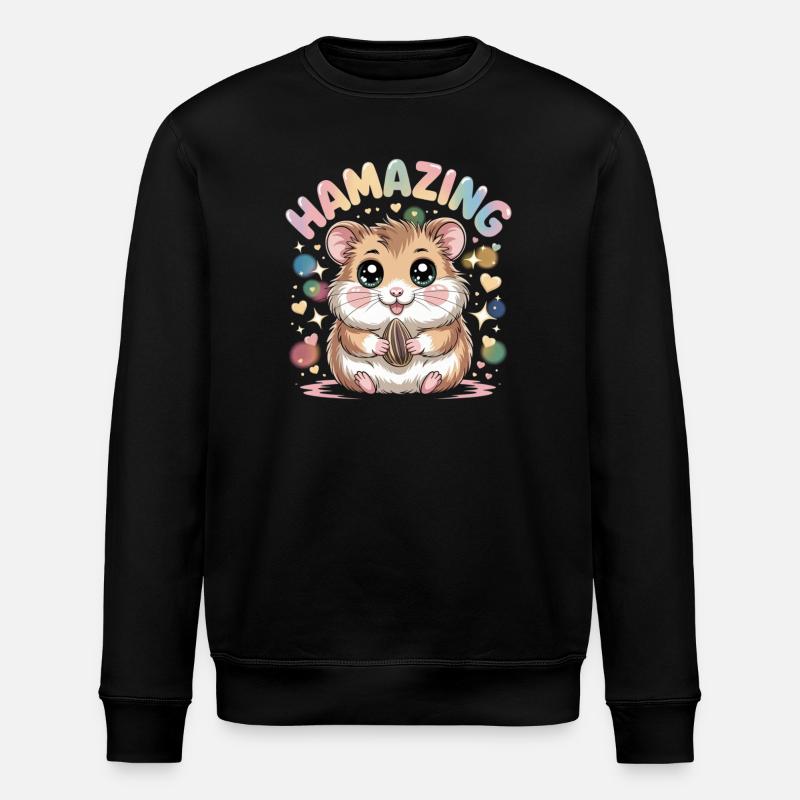 Hamazing Kawaii Hamster Samen Herzen - Stanley/Stella Unisex Bio-Sweatshirt ROLLER - Schwarz