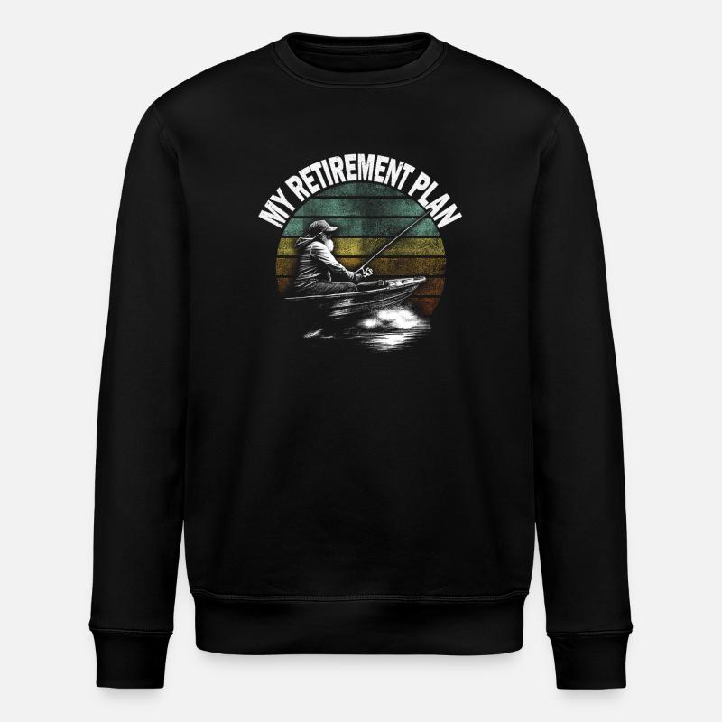 Mein Ruhestand Plan: Angler im Boot - Stanley/Stella Unisex Bio-Sweatshirt ROLLER - Schwarz
