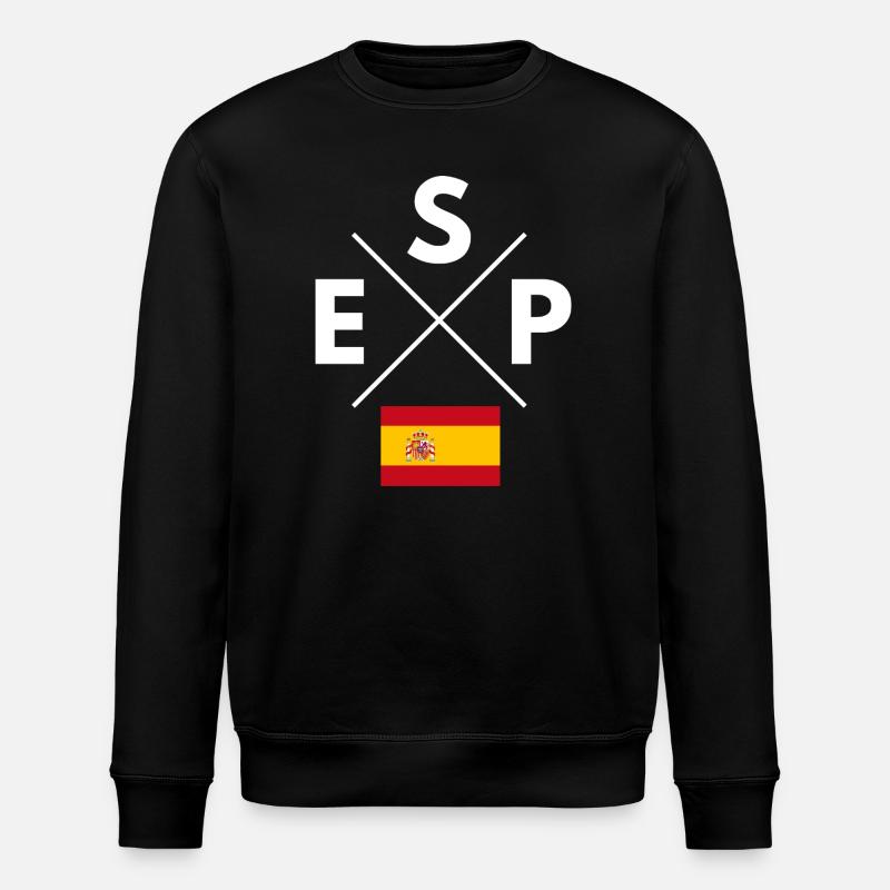 Spain Flag Cross - Stanley/Stella ROLLER Unisex Organic Sweatshirt - black