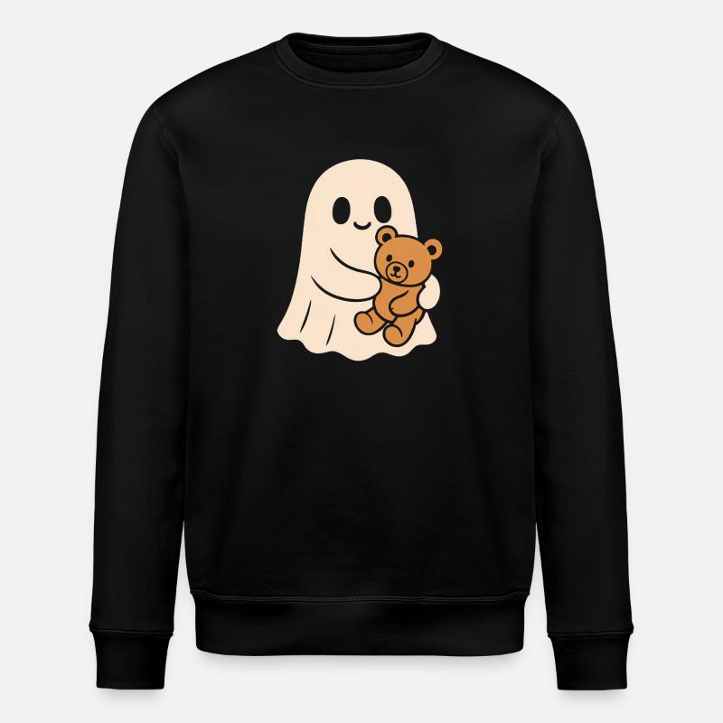 Cuddly Ghost with Teddy - Stanley/Stella ROLLER Unisex Organic Sweatshirt - black