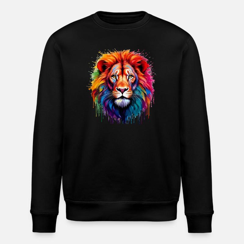 Rainbow Lion Art Splash - Stanley/Stella ROLLER Unisex Organic Sweatshirt - black
