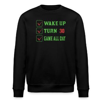Wach auf 30: Spiel den ganzen Tag - Stanley/Stella Unisex Bio-Sweatshirt ROLLER - Schwarz - Vorne - Nik (191cm)