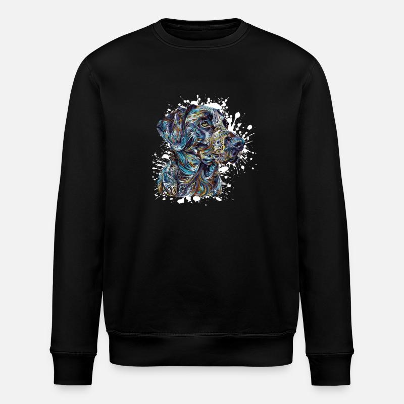 Wasserfarben Hundeporträt Blau - Stanley/Stella Unisex Bio-Sweatshirt ROLLER - Schwarz