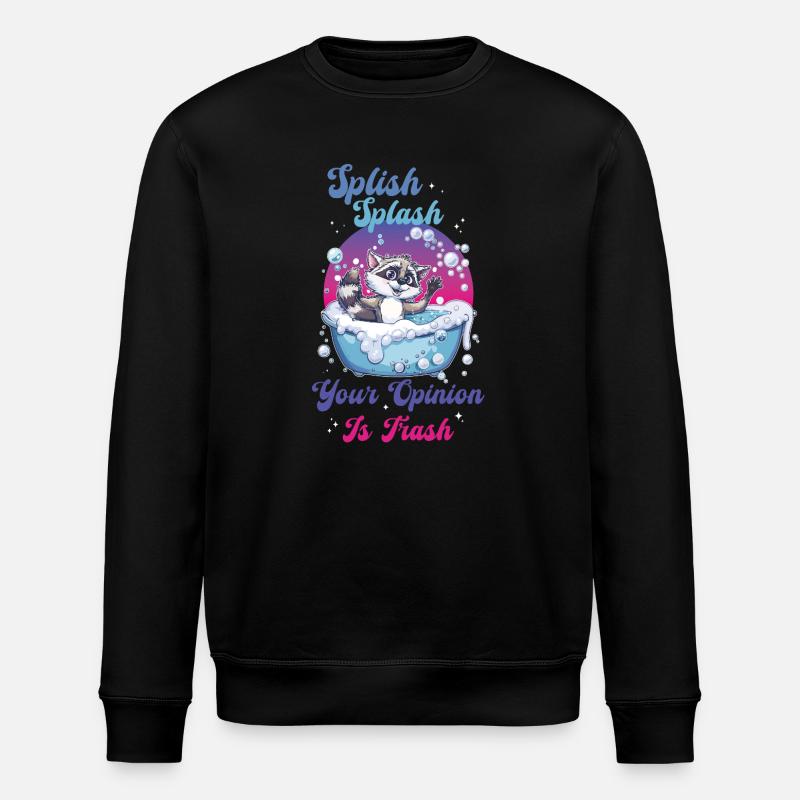 Raccoon Splish Splash - Stanley/Stella ROLLER Unisex Organic Sweatshirt - black