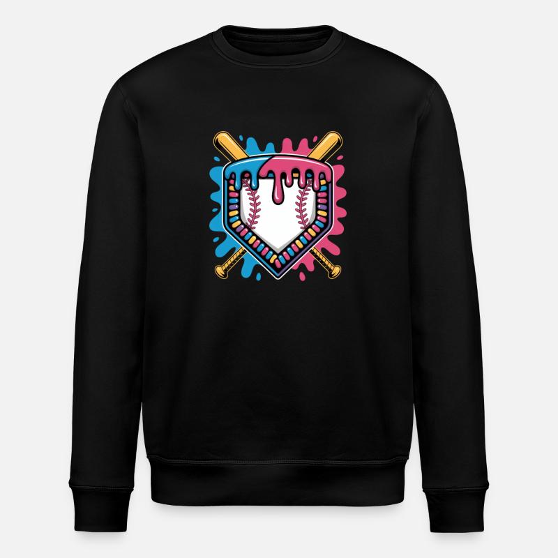 Baseball Home Plate Bats Farbsplash - Stanley/Stella Unisex Bio-Sweatshirt ROLLER - Schwarz