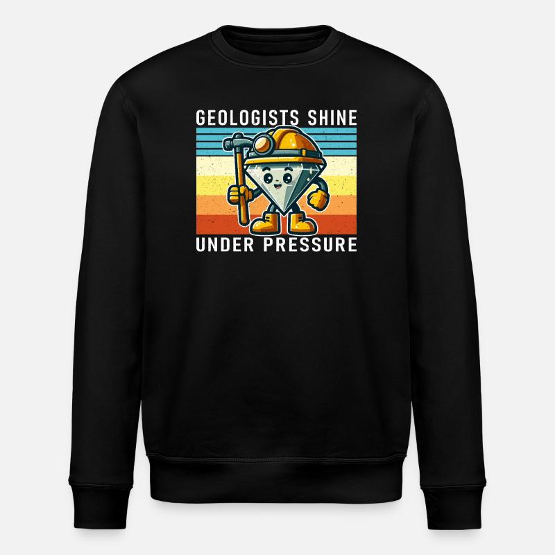 Geologists Under Pressure Cartoon Diamond - Stanley/Stella ROLLER Unisex Organic Sweatshirt - black
