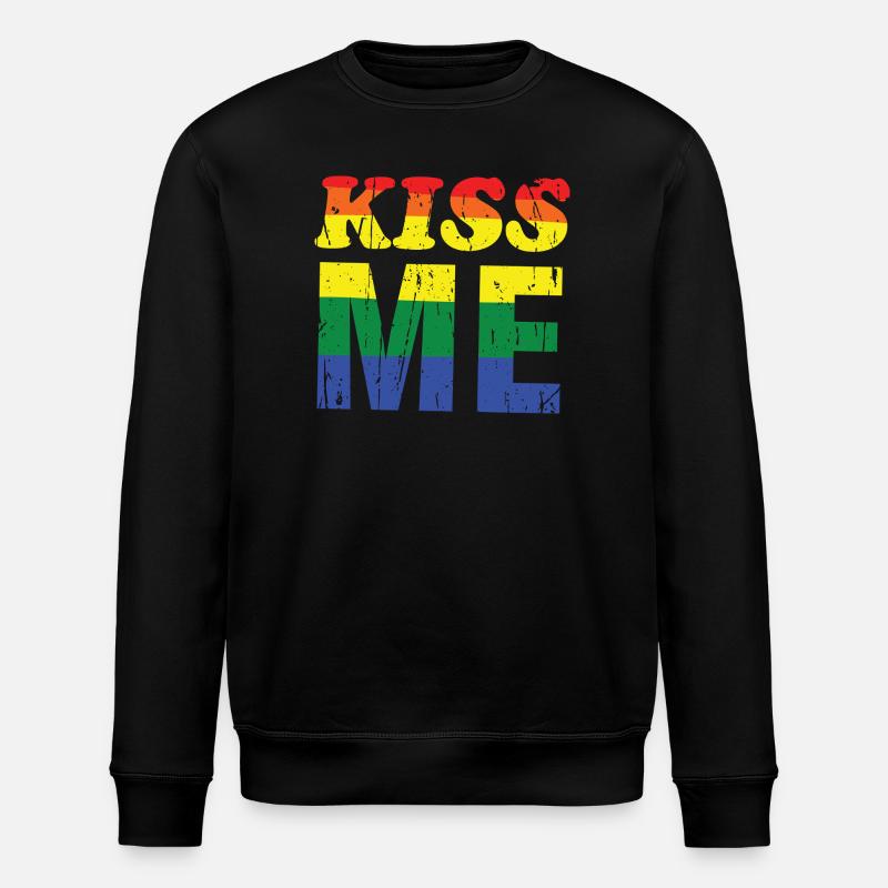Kiss Me Regenbogen Retro-Schrift - Stanley/Stella Unisex Bio-Sweatshirt ROLLER - Schwarz