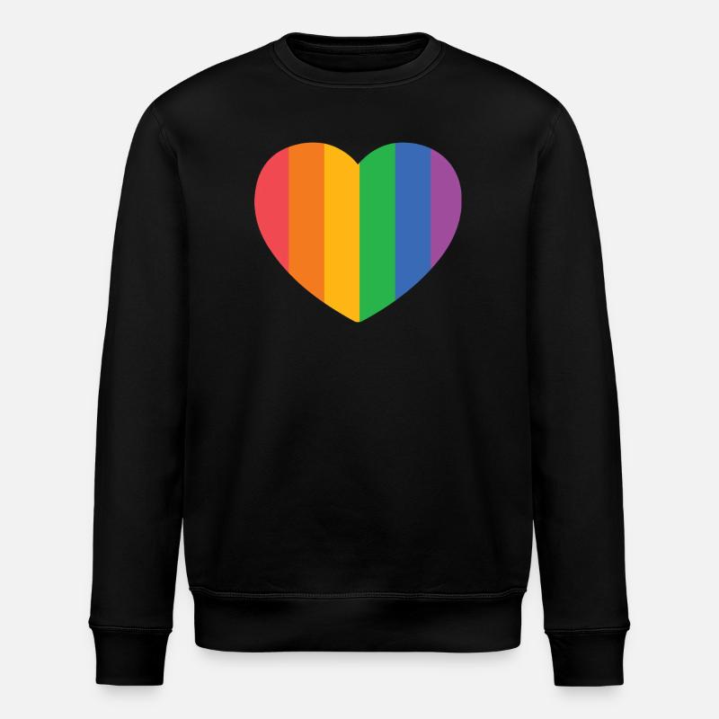 Heart with Pride Stripes - Stanley/Stella ROLLER Unisex Organic Sweatshirt - black