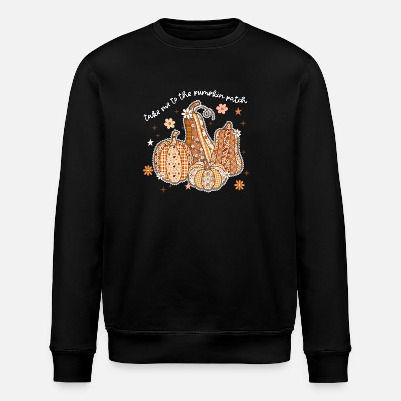 Patchwork Citrouilles Motif Automne - Sweat bio ROLLER Stanley/Stella Unisexe - noir
