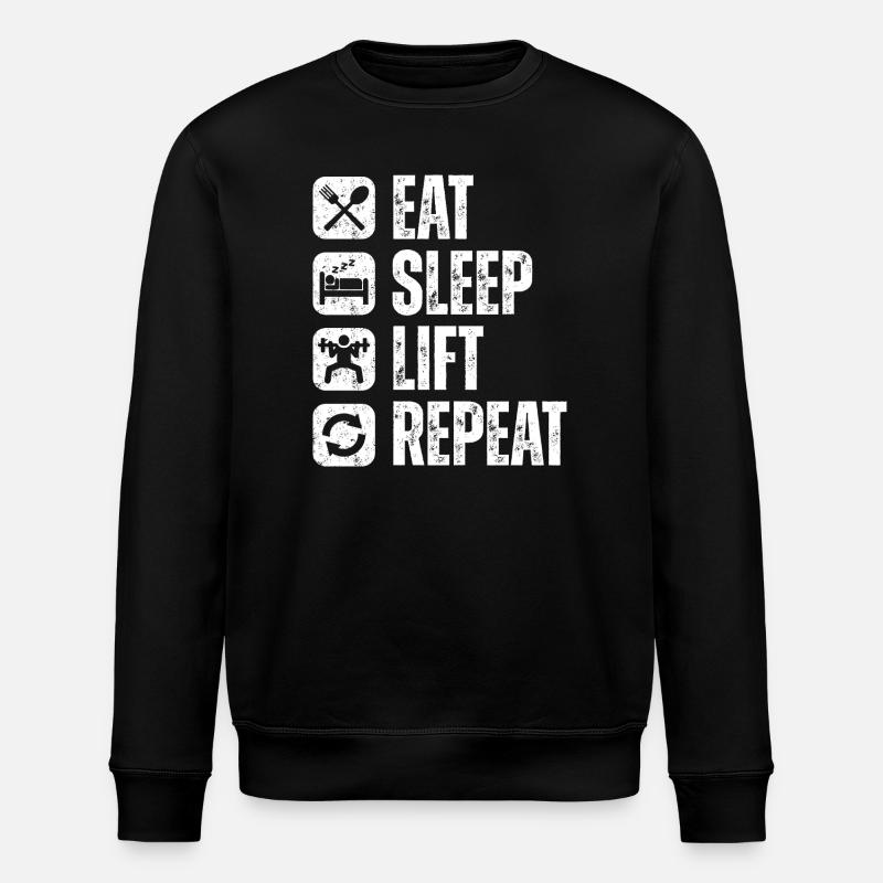 Eat Sleep Lift Repeat Shirt - Stanley/Stella Unisex Bio-Sweatshirt ROLLER - Schwarz
