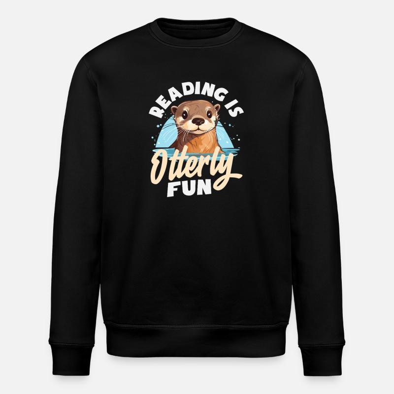Seeotter Cartoon Lesen - Stanley/Stella Unisex Bio-Sweatshirt ROLLER - Schwarz