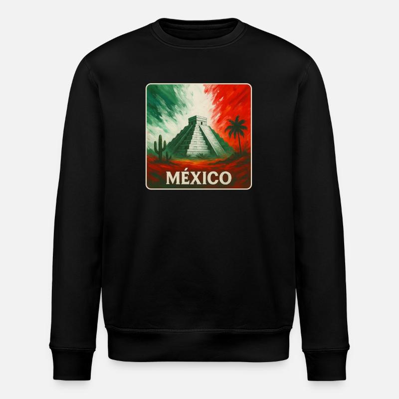 Mexico Pyramids Design - Stanley/Stella ROLLER Unisex Organic Sweatshirt - black