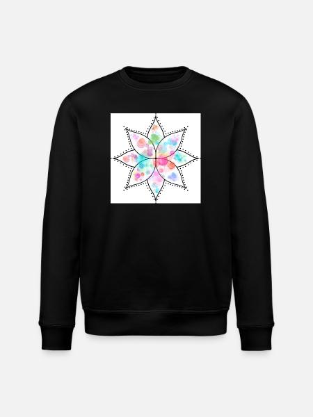Mandala Fleur pastel Aquarelle - Sweat bio ROLLER Stanley/Stella Unisexe - noir