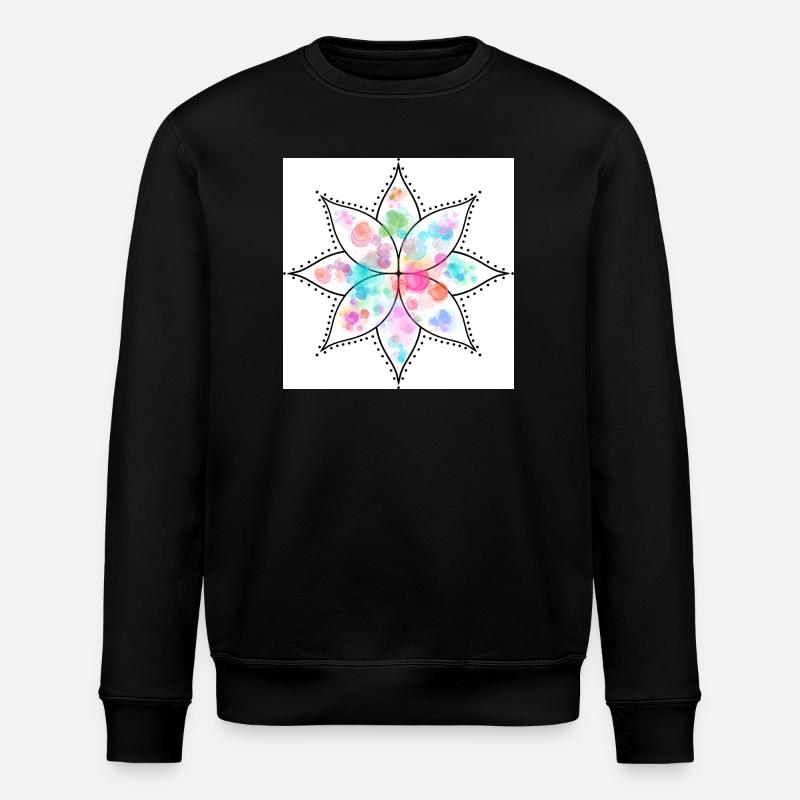 Mandala Fleur pastel Aquarelle - Sweat bio ROLLER Stanley/Stella Unisexe - noir