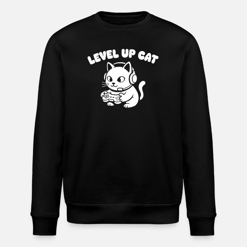 Level Up Cat Gaming - Stanley/Stella Unisex Bio-Sweatshirt ROLLER - Schwarz
