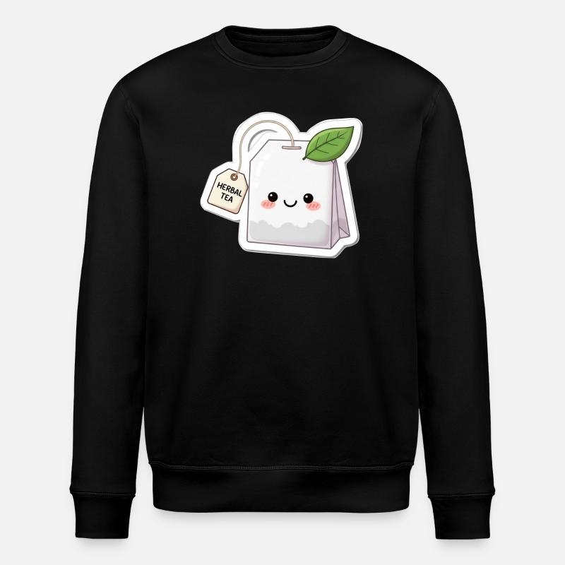 Kawaii Kräutertee Beutel Illustration - Stanley/Stella Unisex Bio-Sweatshirt ROLLER - Schwarz