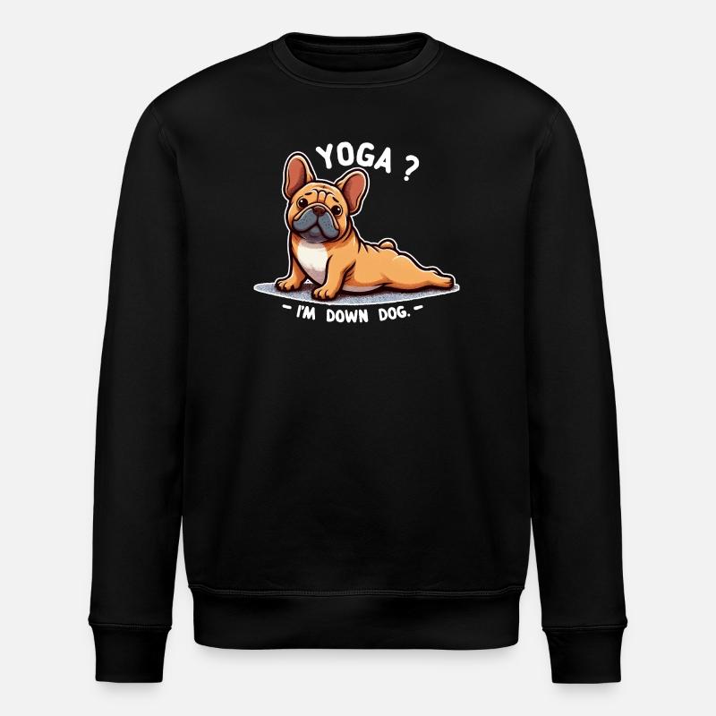 Chien Bouledogue Yoga Down Dog - Sweat bio ROLLER Stanley/Stella Unisexe - noir