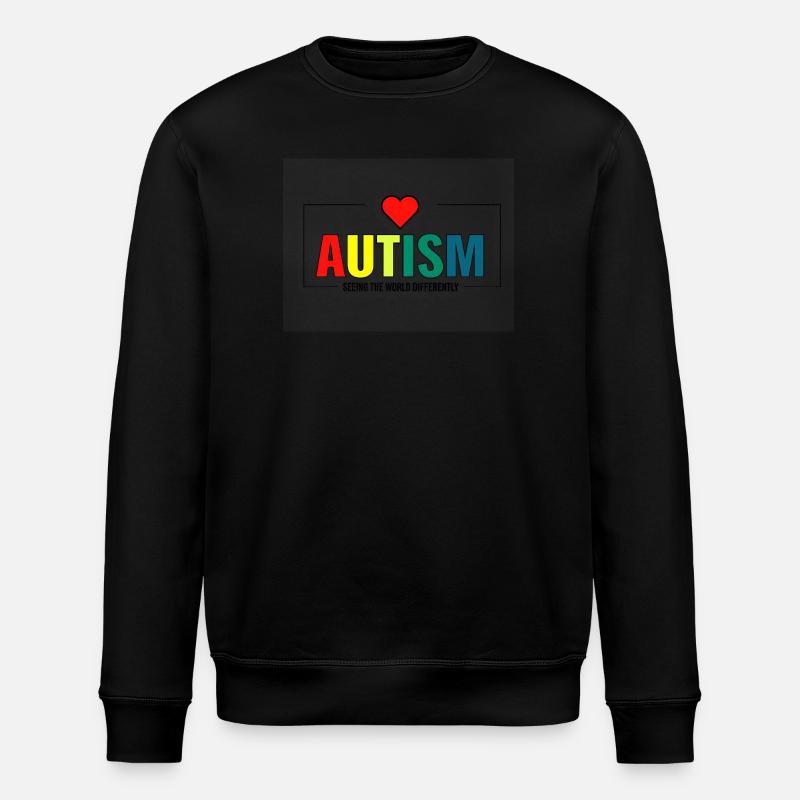 Regenbogen-Autismus mit Herz - Stanley/Stella Unisex Bio-Sweatshirt ROLLER - Schwarz