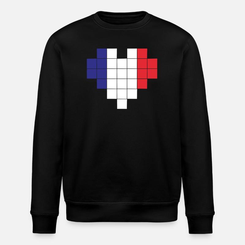 Drapeau Pixel Heart France - Sweat bio ROLLER Stanley/Stella Unisexe - noir