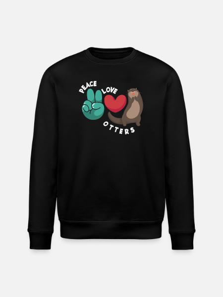 Seeotter Cartoon Frieden Liebe - Stanley/Stella Unisex Bio-Sweatshirt ROLLER - Schwarz