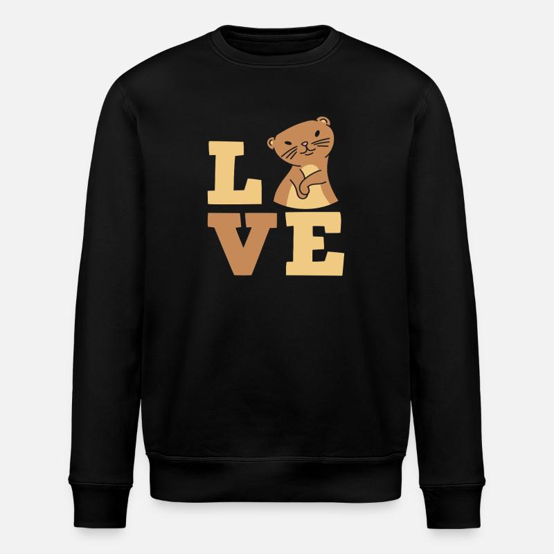 Seeotter Cartoon Liebe - Stanley/Stella Unisex Bio-Sweatshirt ROLLER - Schwarz