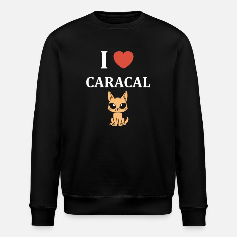 Cute Caracal Heart Drawing - Stanley/Stella ROLLER Unisex Organic Sweatshirt - black
