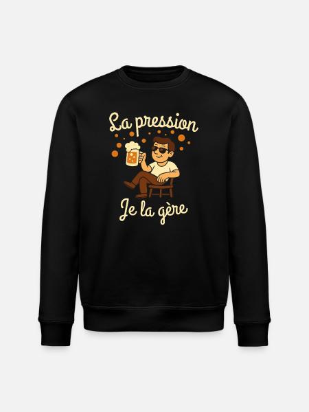 Pressure I manage, Beer humor - Stanley/Stella ROLLER Unisex Organic Sweatshirt - black
