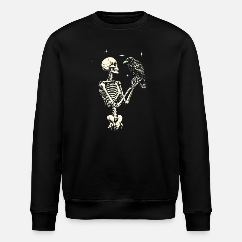 Skeleton with Raven - Stanley/Stella ROLLER Unisex Organic Sweatshirt - black