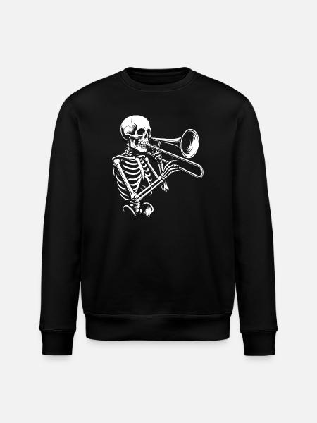 Skeleton Trumpet Jazz Silhouette - Stanley/Stella ROLLER Unisex Organic Sweatshirt - black